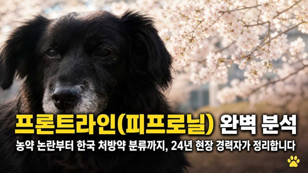 벚꽃이 핀 봄날 검은 강아지 깜순이 - 프론트라인 피프로닐 완벽 분석