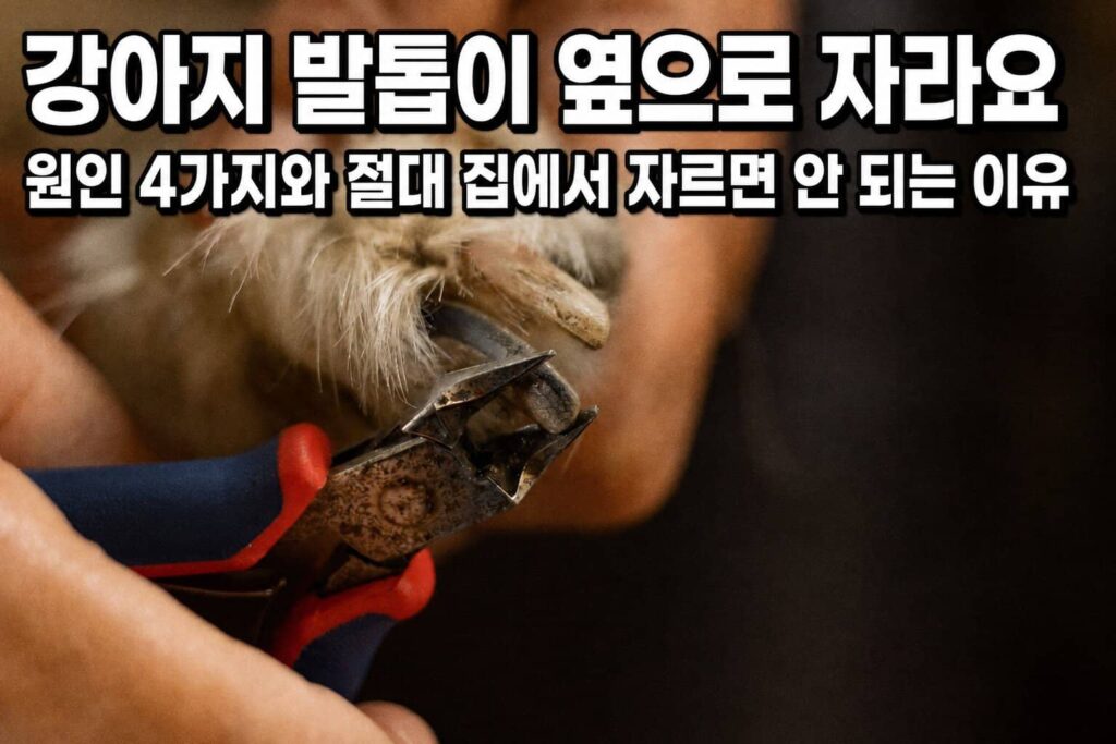 강아지 발톱 옆으로 자라는 모습