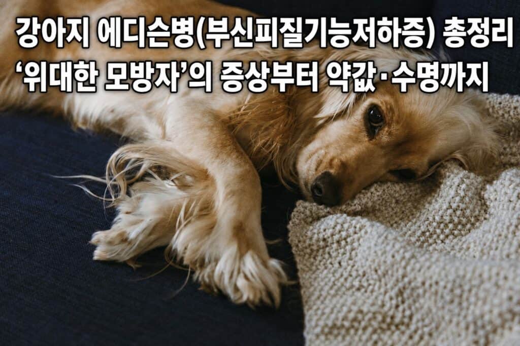 기운 없이 엎드려 있는 강아지, 에디슨병의 대표 증상인 무기력