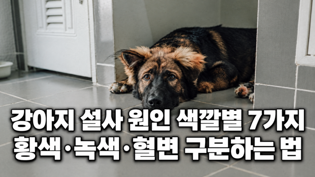 설사로 힘없이 누워있는 강아지 색깔별 체크 가이드